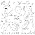 Set dinosaurs outline for coloring