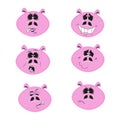 Set of cute cartoon emotional pink pig characters Royalty Free Stock Photo