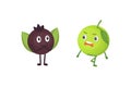 Set of cute cartoon fruit. Vector illustration with funny characters. Funny fresh food time. Royalty Free Stock Photo