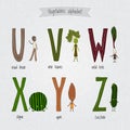 Set with cute cartoon funny vegetables alphabet