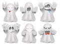 Set of cute cartoon ghost emoticon characters