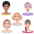 Woman Character Avatar Set Royalty Free Stock Photo