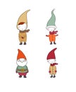 Set of cute cartoon gnomes. Funny elves. isolated objects on white background. Royalty Free Stock Photo