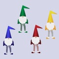 Set of cute cartoon gnomes isolated on gray background Royalty Free Stock Photo