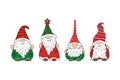 Set of Cute Cartoon Gnomes isolated on a white background Royalty Free Stock Photo