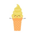 Set of cute cartoon ice creams.Vector illustration of healthy food for takeout, bar or restaurant menu