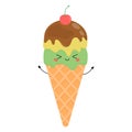 Set of cute cartoon ice creams.Vector illustration of healthy food for takeout, bar or restaurant menu