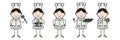 Set with cute cartoon men as chefs. Chef with plate, spoon, wearing cook hat