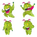 Set of cute cartoon monsters character illustration. Vector set of cartoon monsters isolated.Design for print, party decoration Royalty Free Stock Photo
