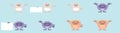 Set of cute cartoon monsters icon design template with various models. vector illustration isolated on blue background Royalty Free Stock Photo