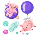 Set of cute cartoon pigs Royalty Free Stock Photo