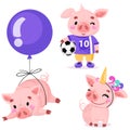 Set of cute cartoon pigs Royalty Free Stock Photo