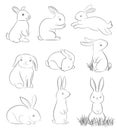 Set of cute cartoon rabbits