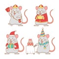 Cute cartoon rats for New year, year of the rat.