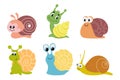 Set of cute cartoon snails. Colorful baby snails, icons, stickers Royalty Free Stock Photo