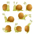 Set of cute cartoon snails. vector Royalty Free Stock Photo