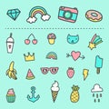 Set of cute cartoon stickers.