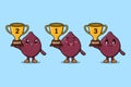 Set of cute cartoon Sweet potato holding trophy Royalty Free Stock Photo