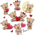 Set of Cute Cartoon Teddy Bear Royalty Free Stock Photo