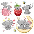 Set Of Cute Cartoon Teddy Bear