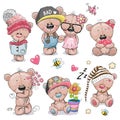 Set of Cute Cartoon Teddy Bear Royalty Free Stock Photo