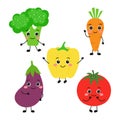 Set with cute cartoon vegetables characters isolated on white Royalty Free Stock Photo