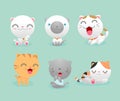 Set Cute Cat, Set of cute cartoon kitties, Set of cute kitten,Vector Illustration Cartoon Royalty Free Stock Photo