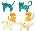 Set of cute cats in simple design for kids greeting card design, t-shirt print, inspiration poster