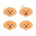 Set of cute character golden retriever dog faces showing different emotions