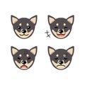 Set of cute character shiba inu dog faces showing different emotions