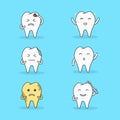 Set of cute character tooth in many activities