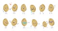 Set of cute characters potatoes with emotions, funny and sad faces, arms and legs. Happy heroes in love, vegetables play Royalty Free Stock Photo