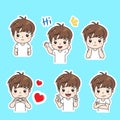 Set of cute chibi boy with different expression 1 Royalty Free Stock Photo