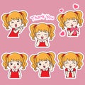 Set of cute chibi girl with different expression 2