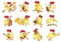 Set of Cute Chickens in Different Poses for you Design. Cartoon Character Royalty Free Stock Photo