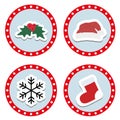 Set of cute children`s Christmas and winter stickers.