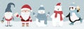 Set of cute christmas characters. Vector illustration in flat cartoon style Royalty Free Stock Photo