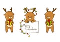 Set of cute Christmas deers