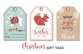 Set of cute Christmas gift tags in hand drawn doodle style. Vector greeting card designs Royalty Free Stock Photo