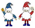 Set of cute christmas man gnomes. Collection of holidays wizards or enchanter with gifts.