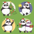 Set of cute Christmas panda character