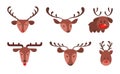 Set of the cute christmas reindeer head. Royalty Free Stock Photo