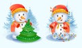 Set of cute Christmas snowmen