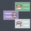Set of cute Christmas tags with animals