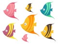 Set of Cute Colored Cartoon Fishes Vector Illustration Royalty Free Stock Photo