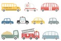 Set of cute colorful cars isolated on white background. Vector illustration in flat style Royalty Free Stock Photo