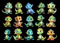 A set of cute colorful cartoon dinosaurs Royalty Free Stock Photo