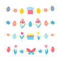 Set of doodle garlands with Easter icons.