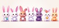 Set of cute colorful Easter rabbits , Easter symbol vector collection. Royalty Free Stock Photo