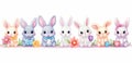 Set of cute colorful Easter rabbits , Easter symbol vector collection. Royalty Free Stock Photo